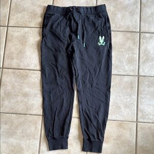 Psycho Bunny Black Jogger Sweatpants Elastic Waistband men’s size large
